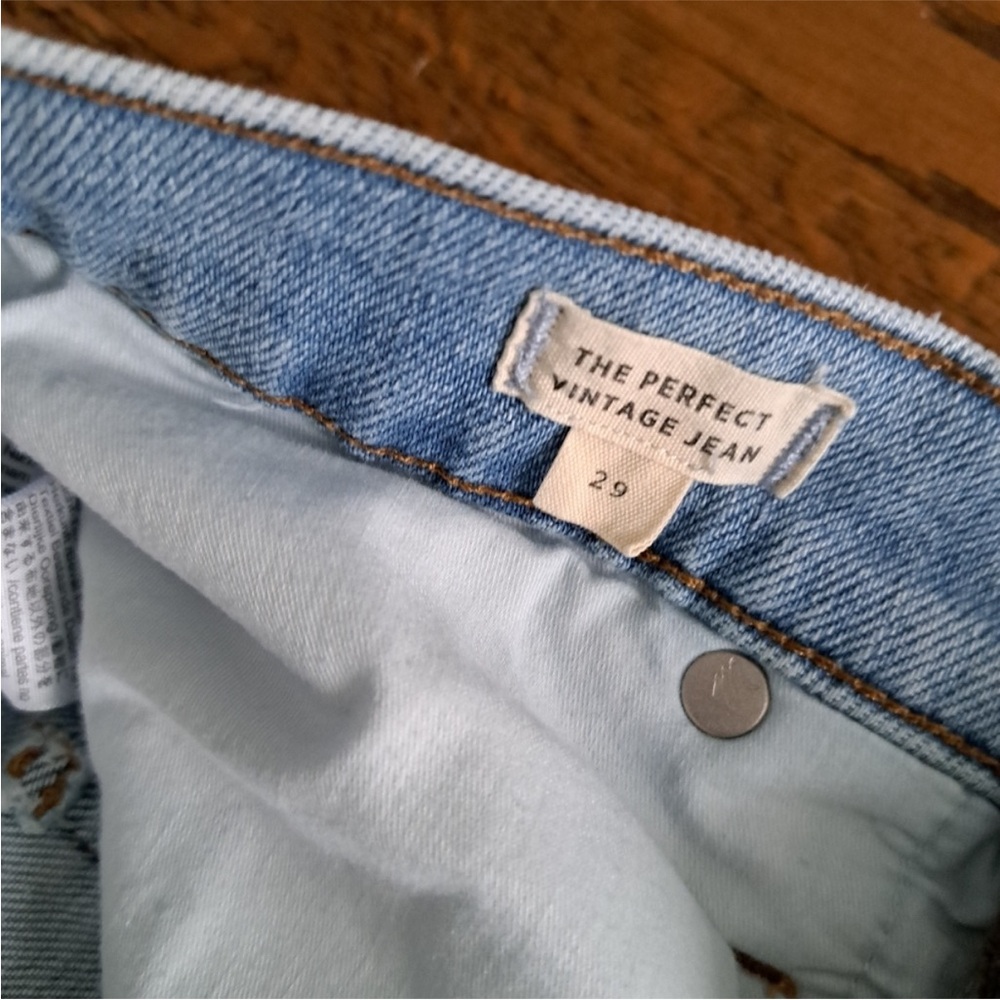 Madewell Faded Blue Straight Leg with Rips The Perfect Vintage Jean Size 29 - Picture 4 of 5